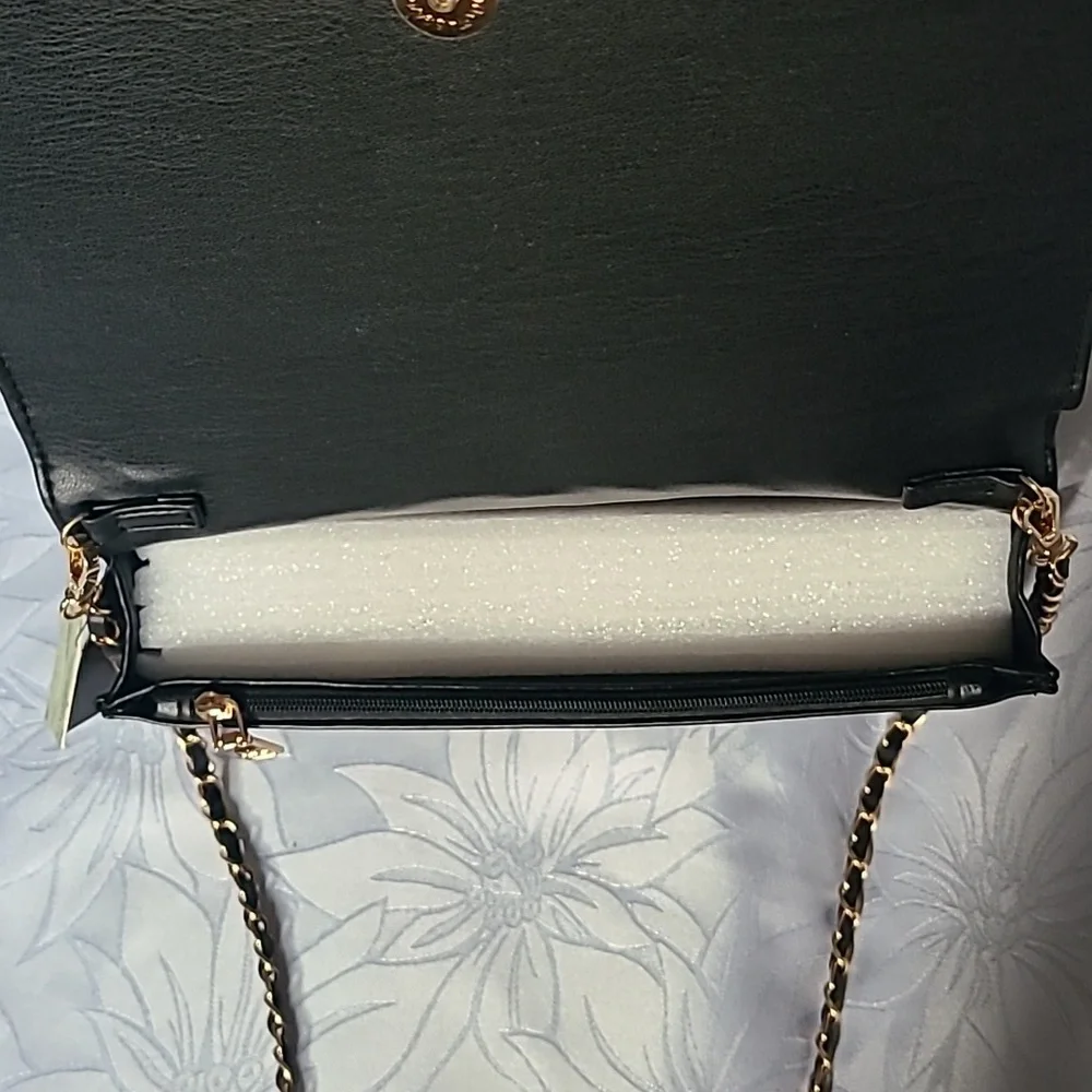 Badgley Mischka Black Crossbody Bag with Gold Accents - Picture 5 of 13